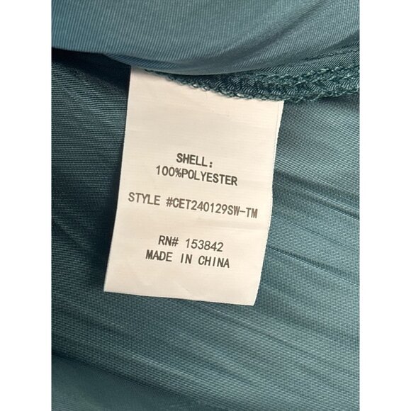 Melloday Womens Teal Long Sleeve Sheer Blouse Size L Polyester Lightweight Top - Picture 4 of 7